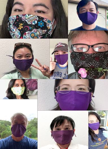 a group shows off face masks in a group chat.