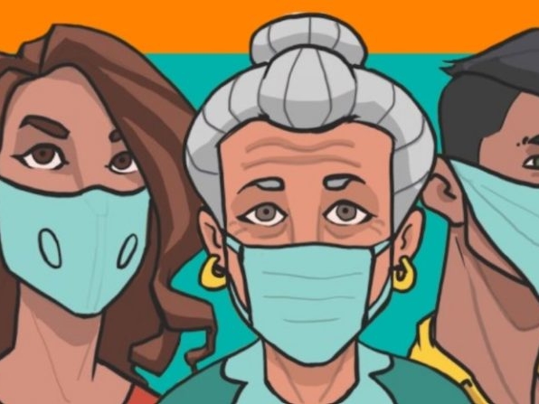 illustration of people wearing face masks