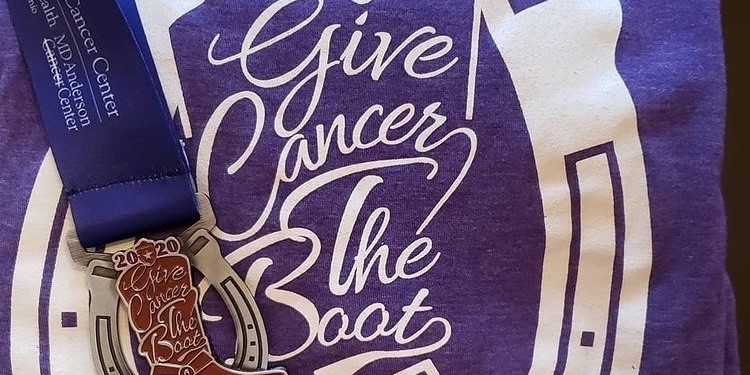 Give Cancer the Boot T-shirt and medal