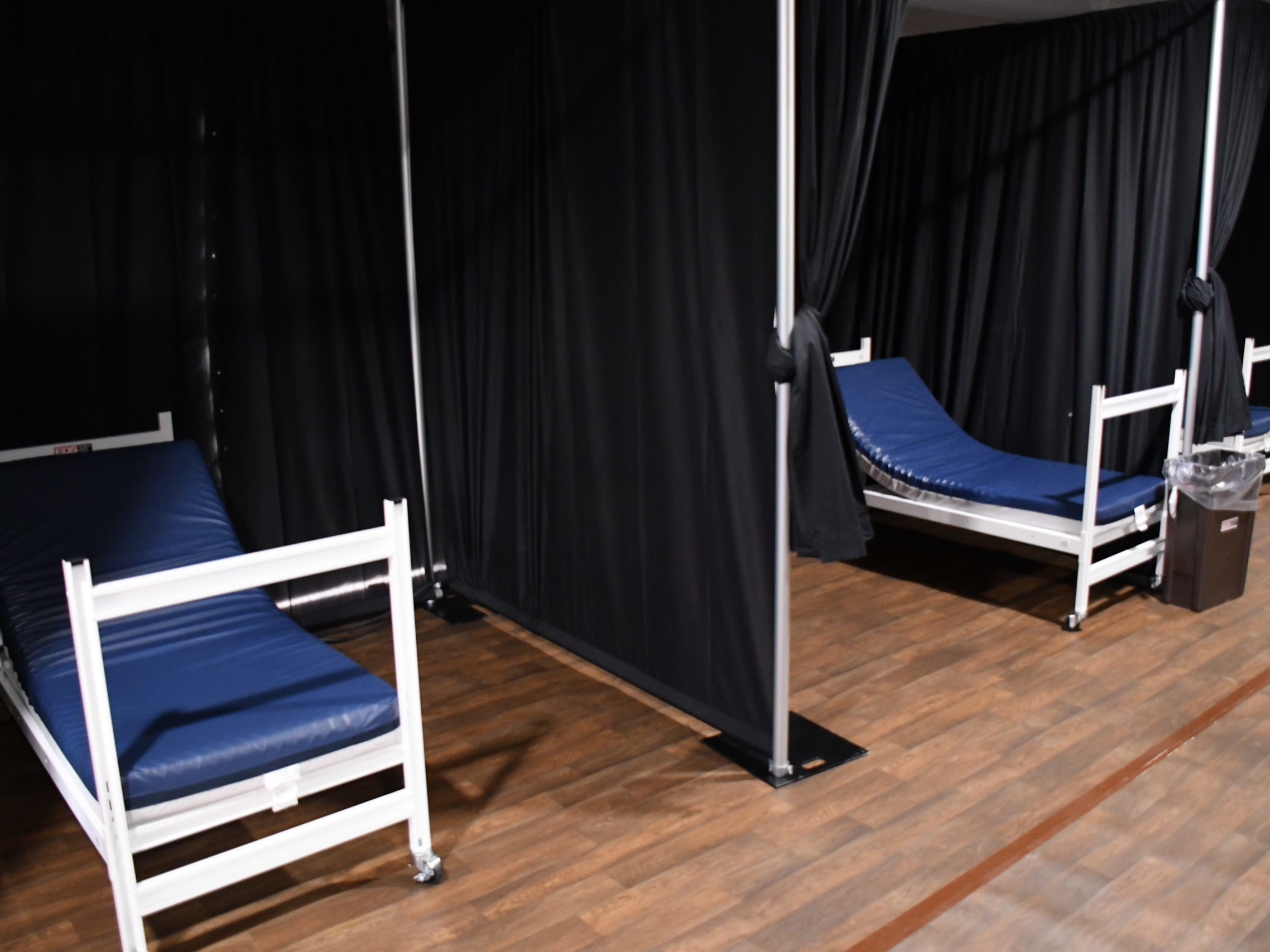 Beds set up at alternative care site set up at UT Health San Antonio-Regional Campus Laredo